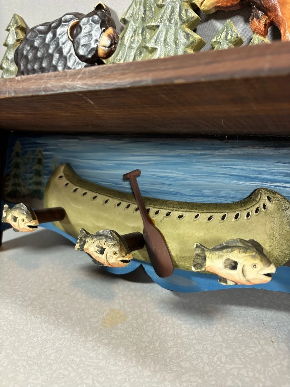 Home Interiors Woodland Wall Shelf with Hooks